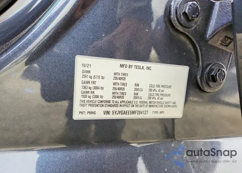 2021 Tesla Model Y from USA, damaged, VIN 5YJYGAEE5MF284127